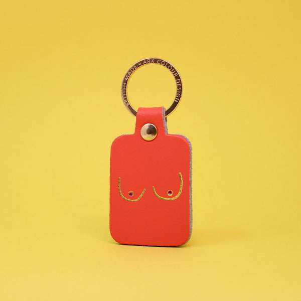 Colourful Leather Pink Boob Keyring