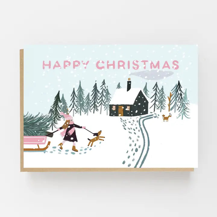 Happy Christmas Girl & Dog card
