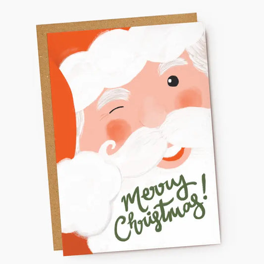 Merry Christmas Winking Santa Christmas Card