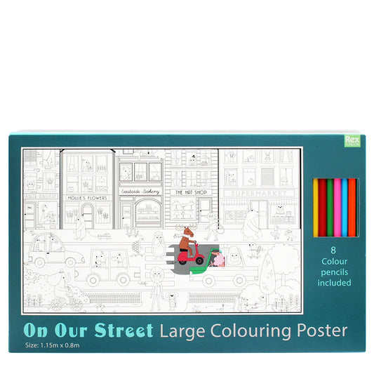 Large colouring poster with pencils - On Our Street