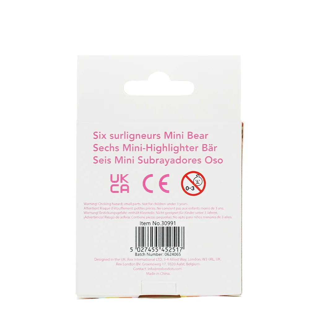 Mini highlighters (set of 6) - Bear