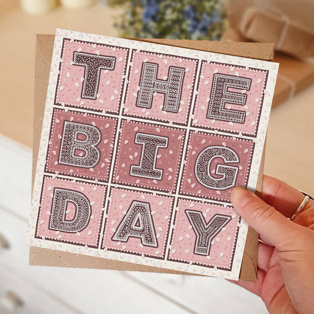 The Big Day Pink Typographic Wedding Card