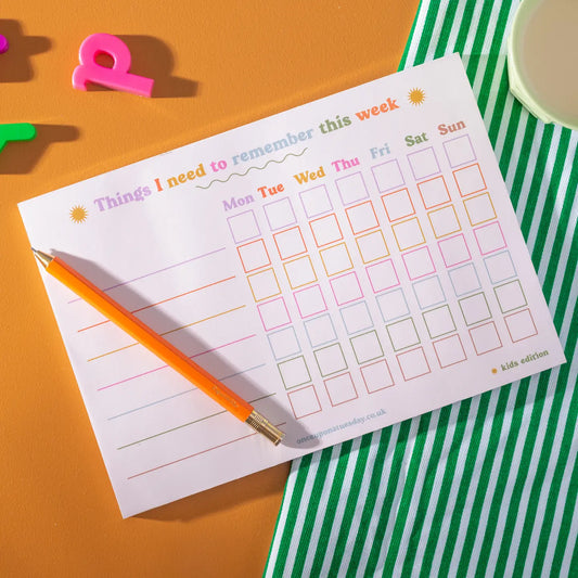 A5 Kids Weekly Planner Pad - Things I Need To Remember