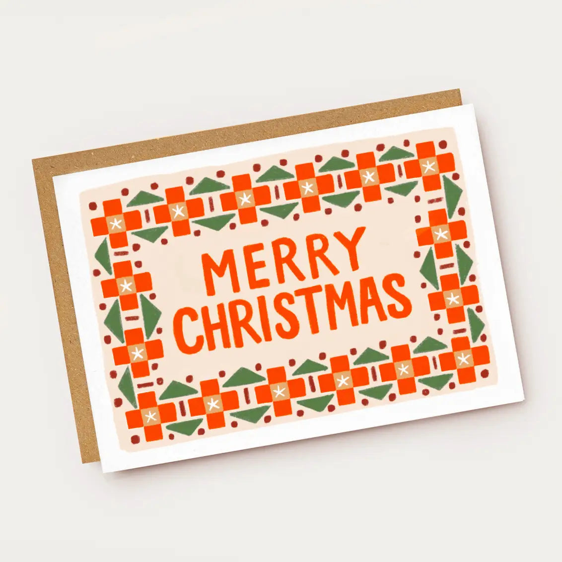 Merry Christmas Folk Border Card