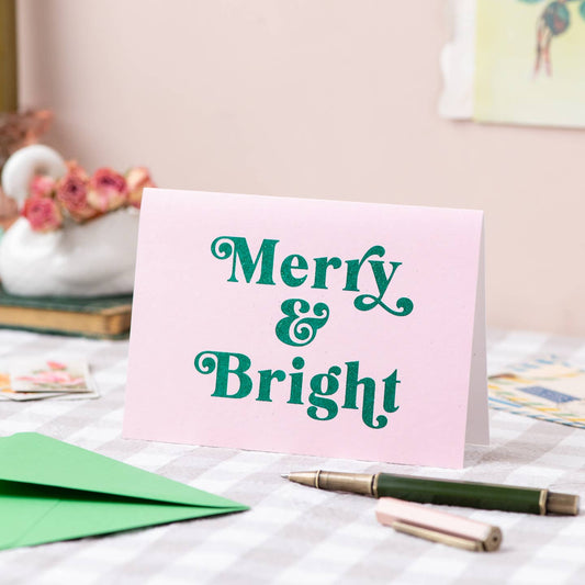 Merry & Bright glitter card