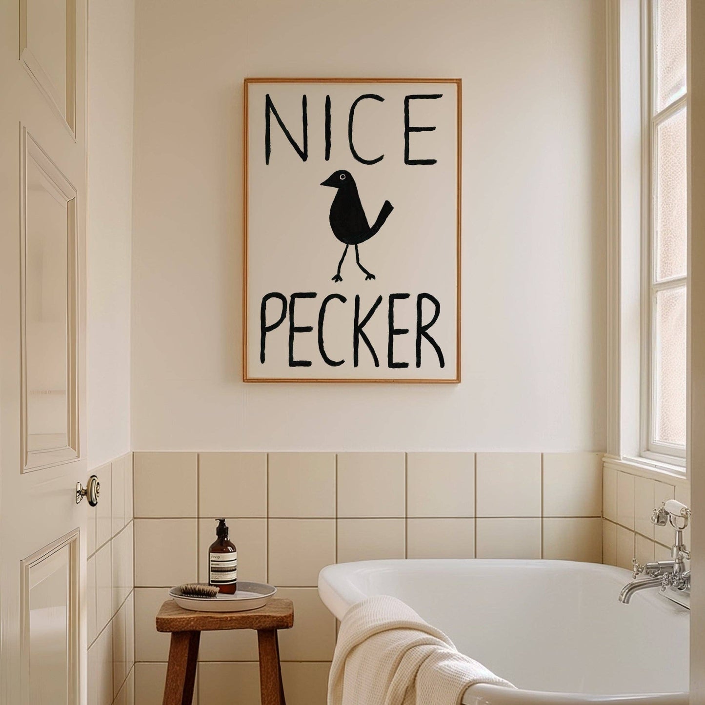 Nice Pecker Hand Painted Print A4