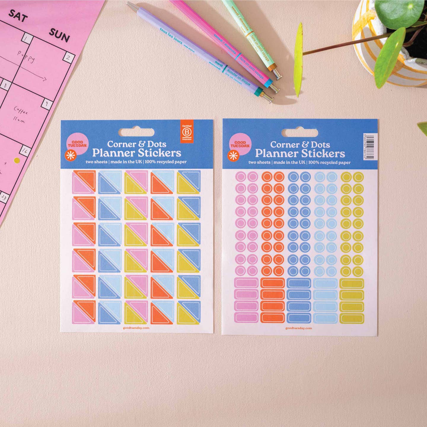 Two sheets of planner stickers from The Pencil Me In stationery shop. 