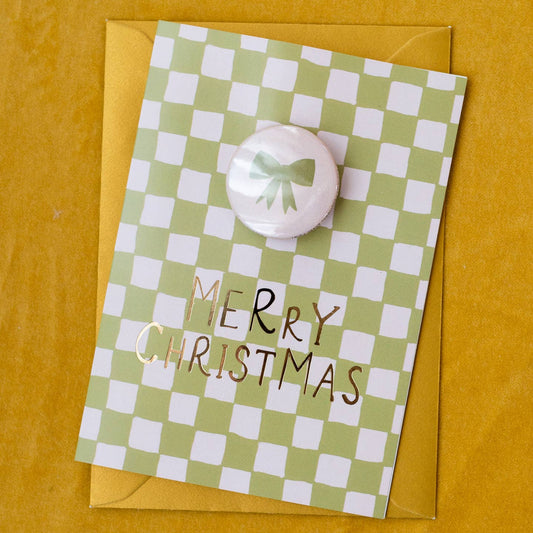 Merry Christmas Bow Badge Card