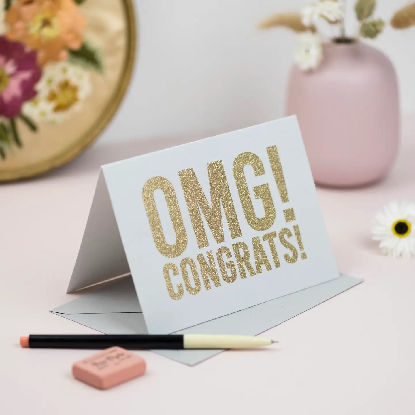 omg! Congrats! Card with Biodegradable Glitter