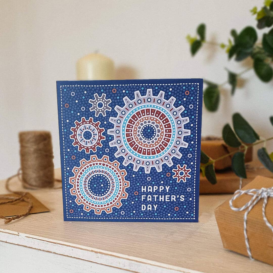 Blue Mechanical Illustrations Happy Father's Day Card