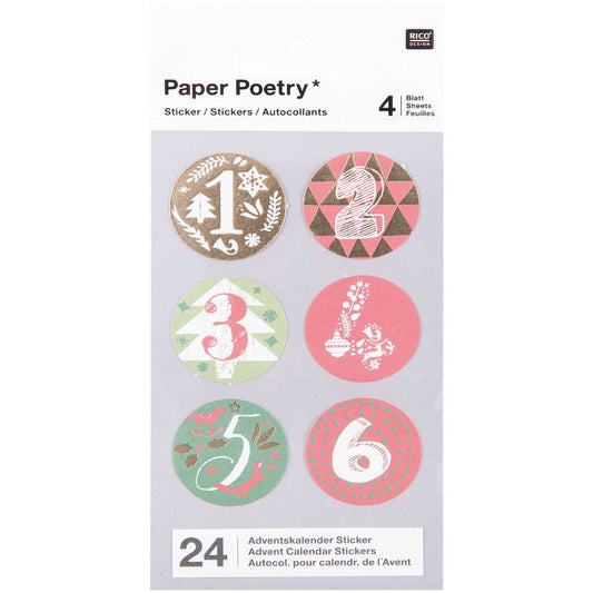 A pack of advent calendar stickers from the Pencil Me In stationery shop.