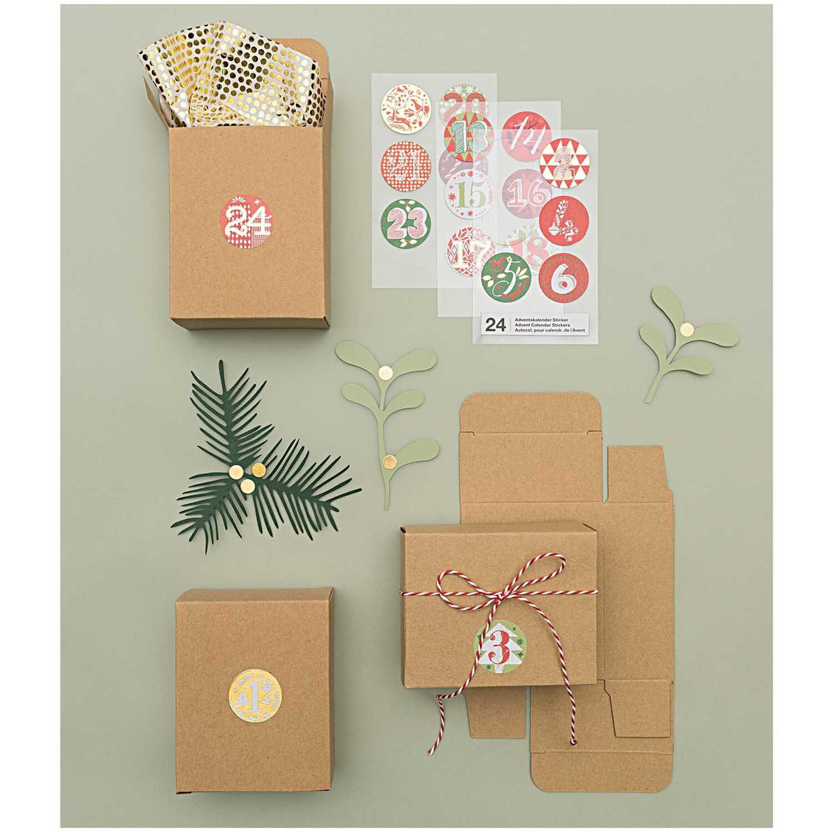 A pack of advent calendar stickers from the Pencil Me In stationery shop.