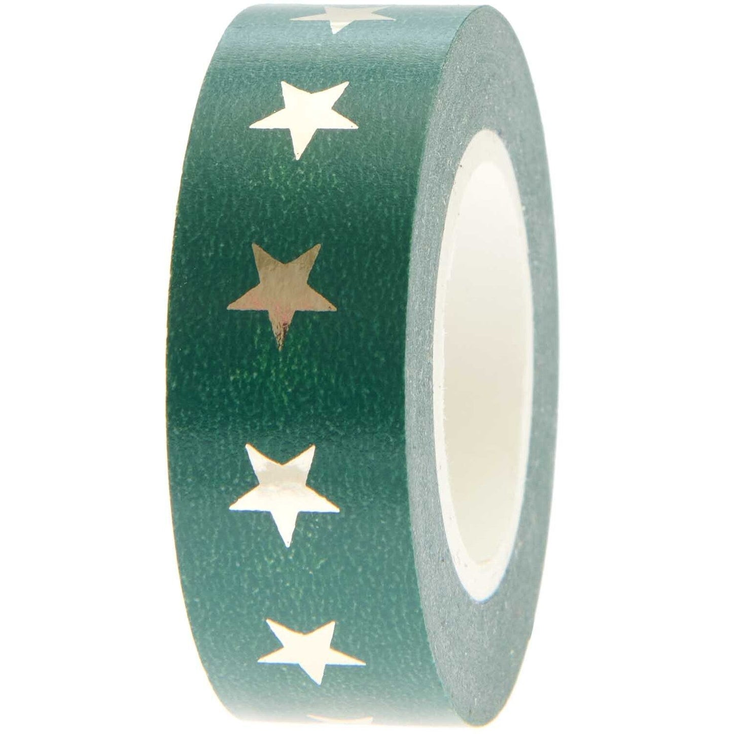 A roll of green washi tape with gold stars from the Pencil Me In stationery shop. 