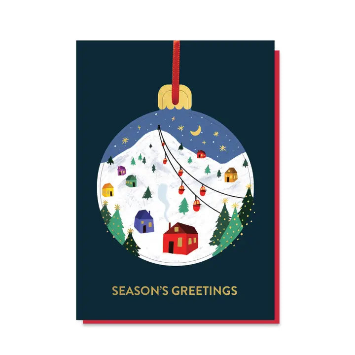 Ski Slopes out Bauble card