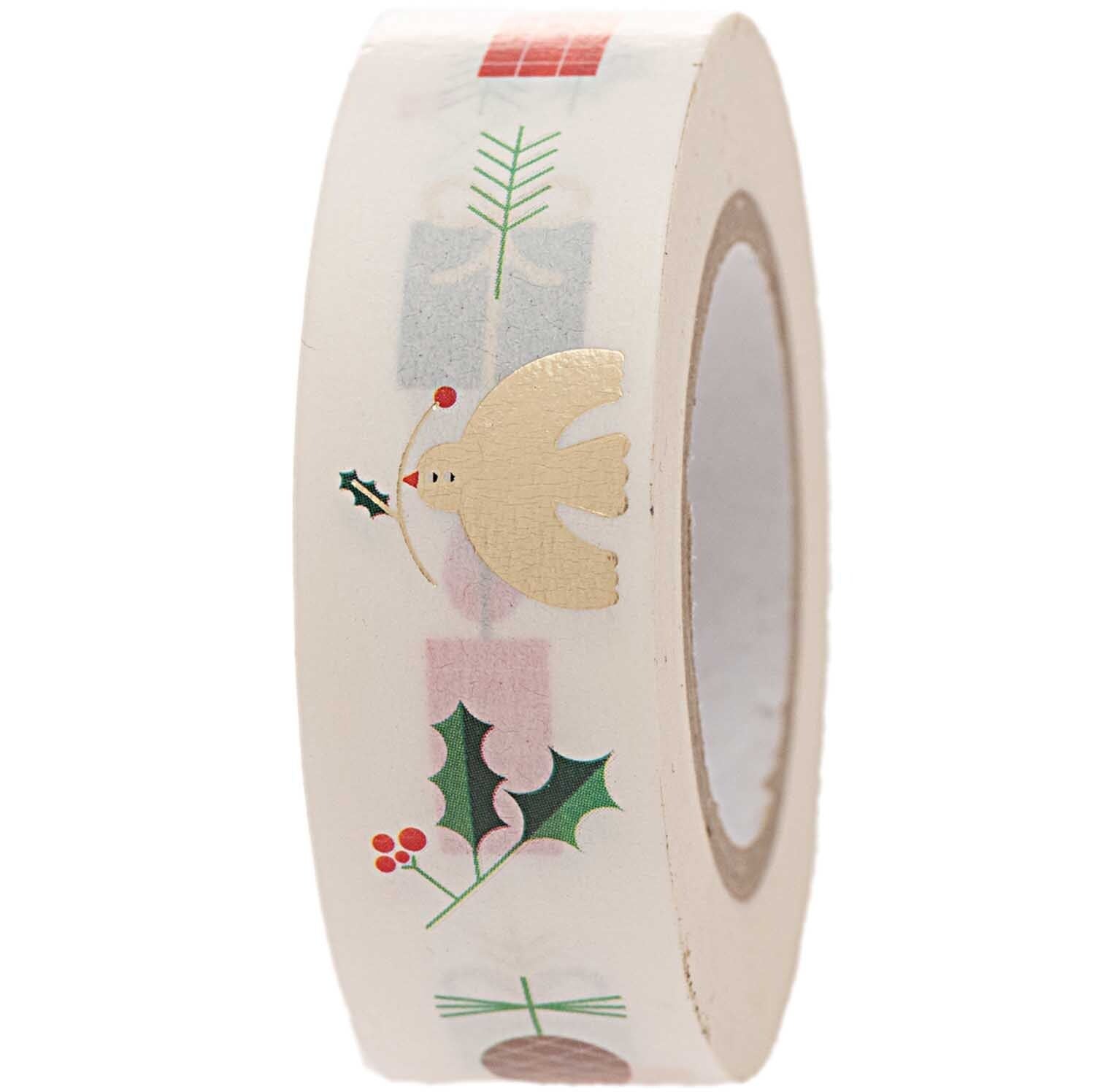 A roll of washi tape with a Christmas motif pattern from the Pencil Me In stationery shop. 