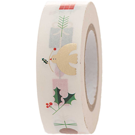 A roll of washi tape with a Christmas motif pattern from the Pencil Me In stationery shop. 