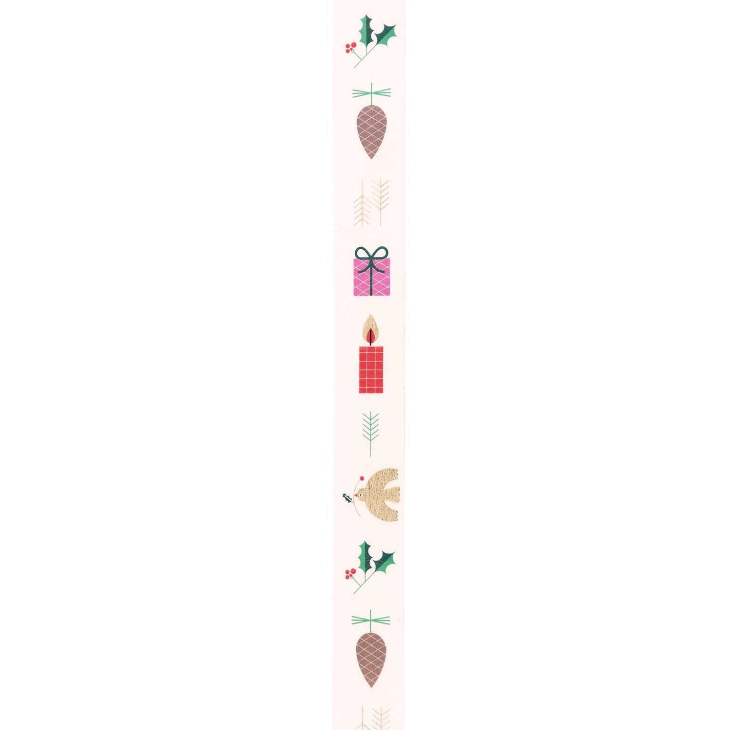 A roll of washi tape with a Christmas motif pattern from the Pencil Me In stationery shop. 