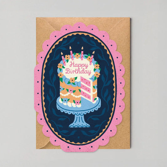 Pink Framed Birthday Cake Card