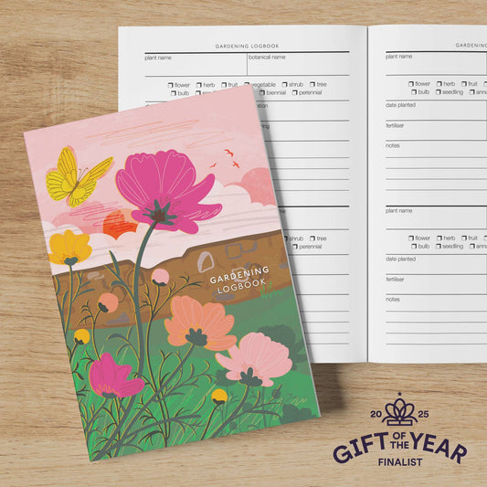 A gardening logbook with a floral cover from the Pencil Me In stationery shop.