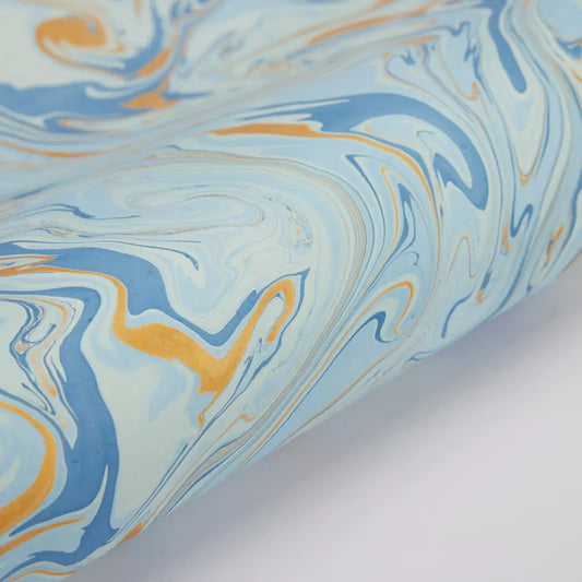 Hand Marbled Wrapping Paper Sheets - Summer Sky
