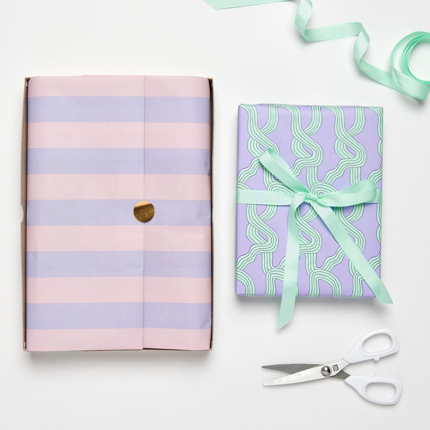 Tissue Paper Roll - pink/lilac stripe
