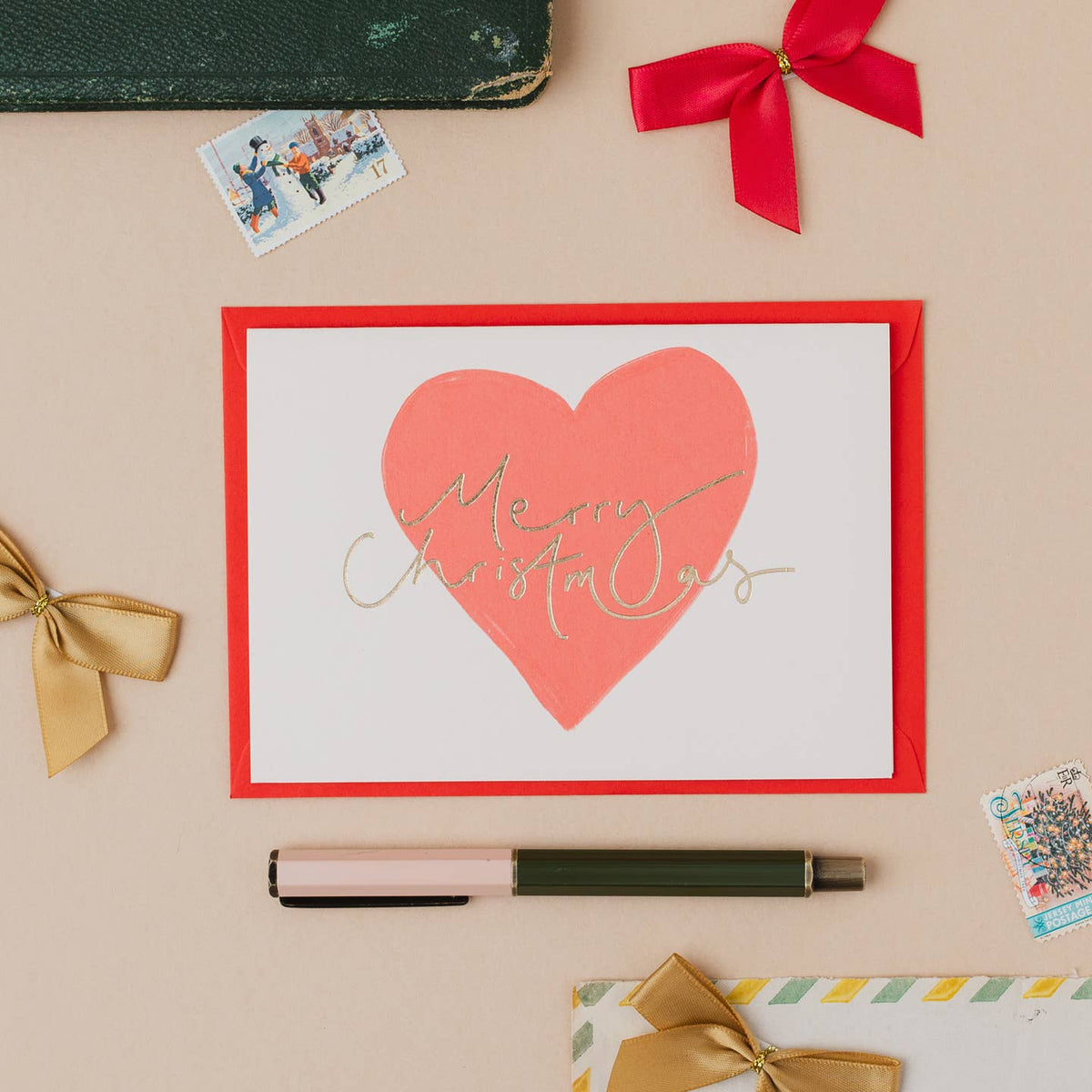 Merry Christmas Red Heart card