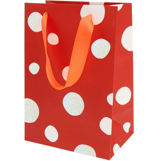 Red and White Toadstool patterns gift bag - Medium