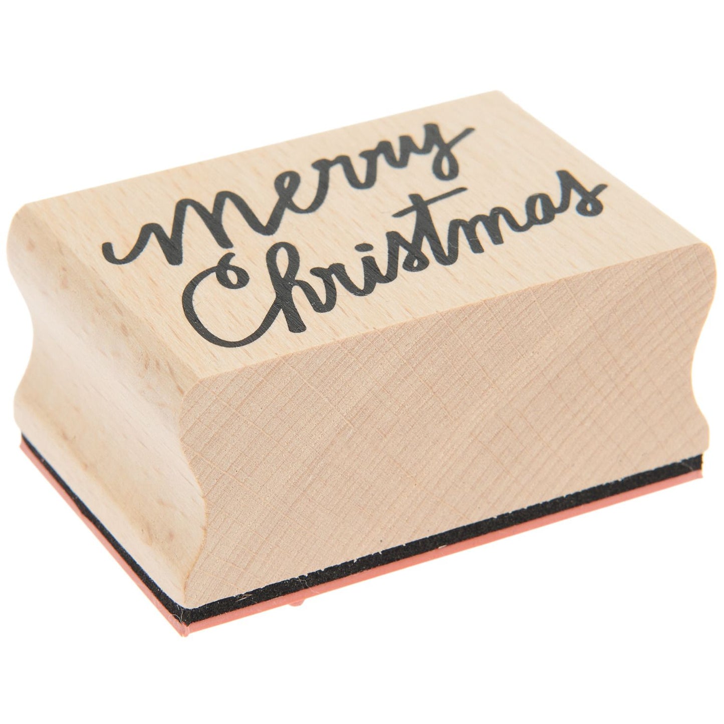 A wooden stamp with 'Merry Christmas' text  from the Pencil Me In stationery shop. 