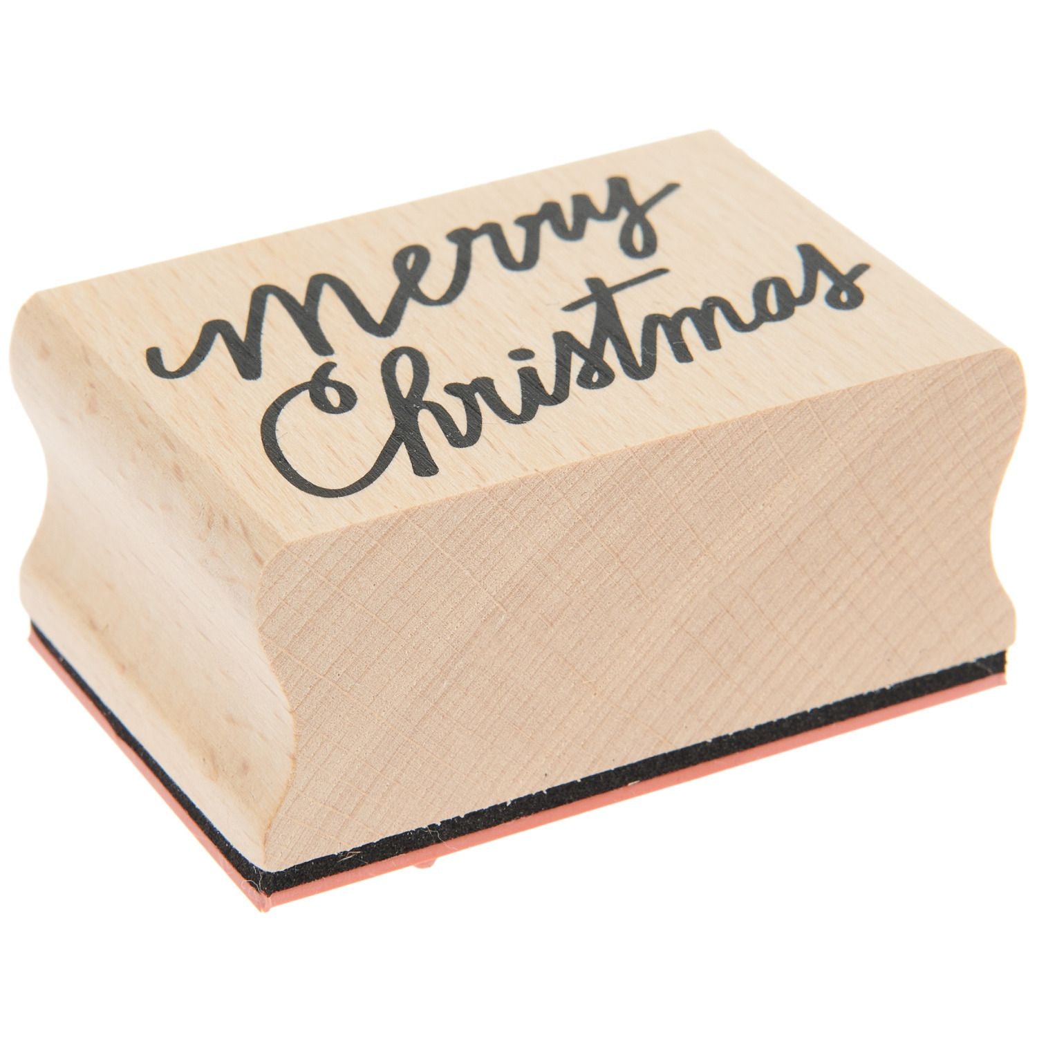 A wooden stamp with 'Merry Christmas' text  from the Pencil Me In stationery shop. 