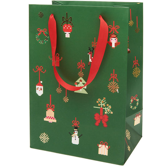 Christmas Pixel Decoration gift bag - medium