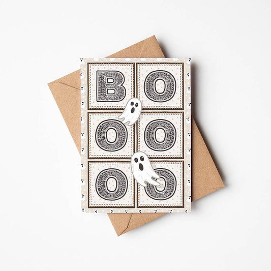 Booooo Typographic Ghost Halloween Card