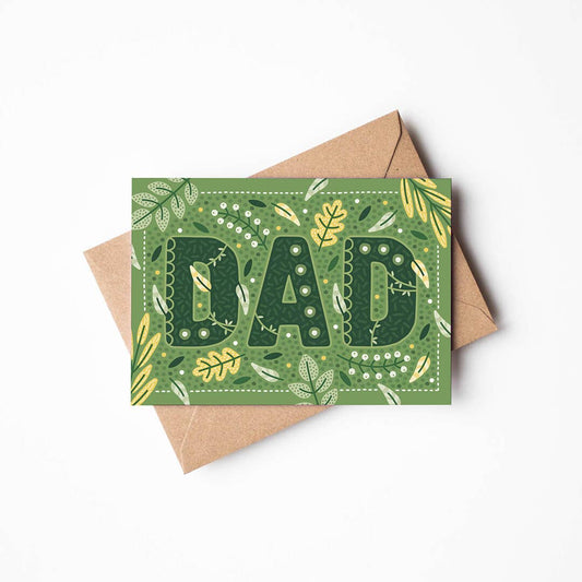 Green Botanical Leaves Nature Theme Father's Day Card