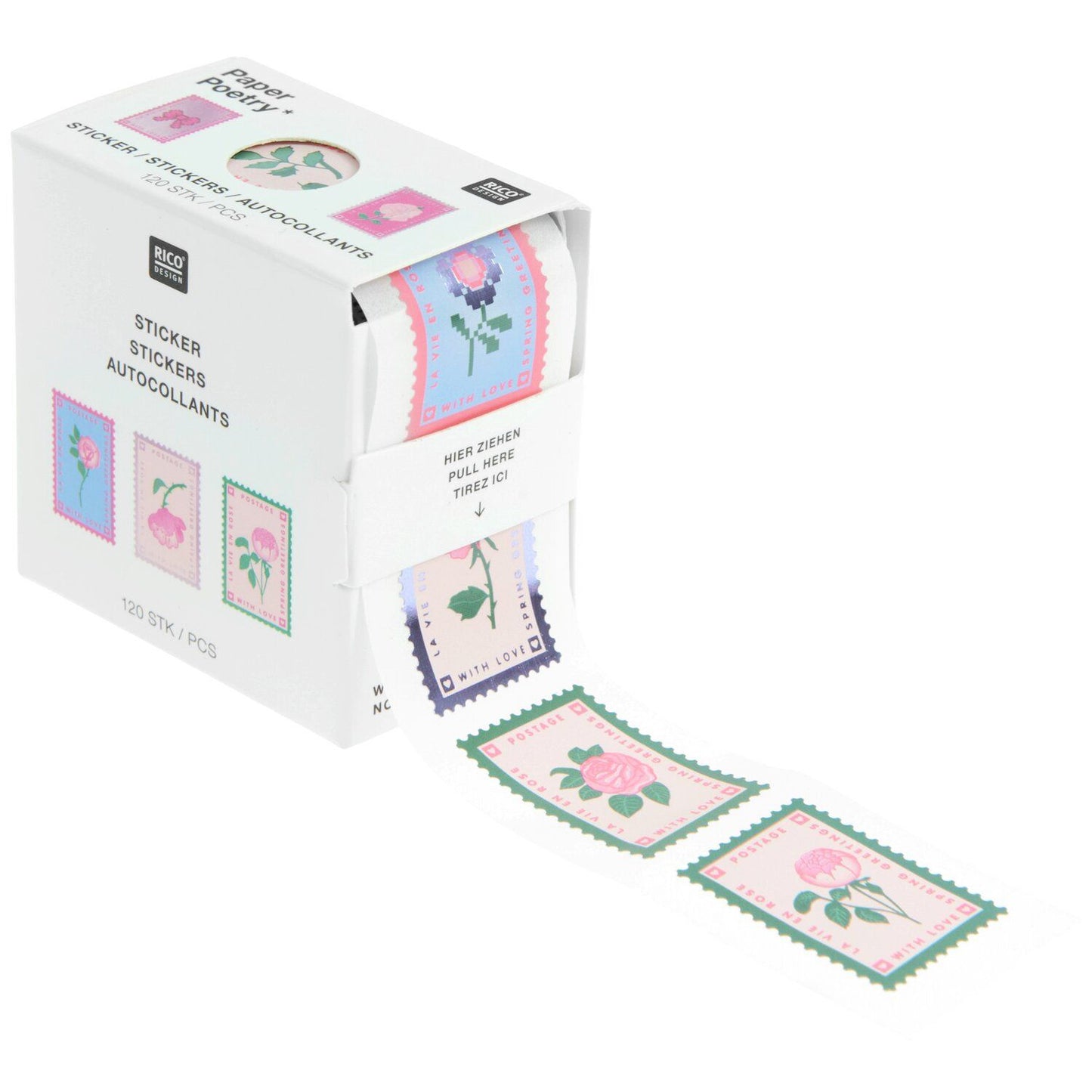 A Box of decorative stickers with floral designs from the Pencil Me In stationery shop. 
