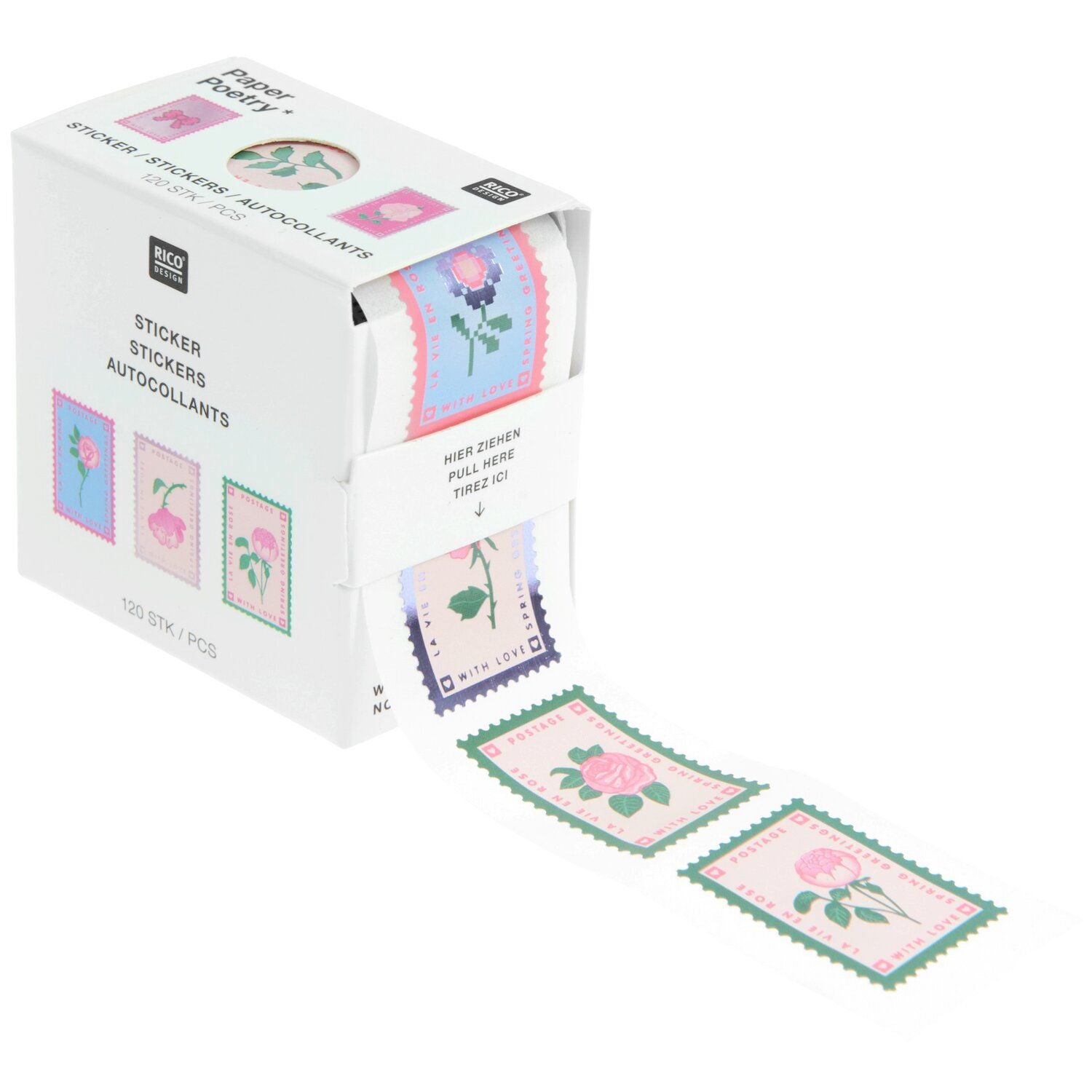 A Box of decorative stickers with floral designs from the Pencil Me In stationery shop. 