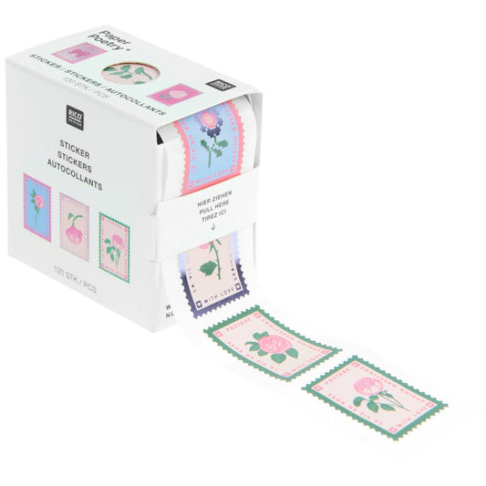 A Box of decorative stickers with floral designs from the Pencil Me In stationery shop. 