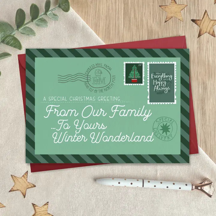 From Our Family To Yours - Christmas Postcard Greeting Card