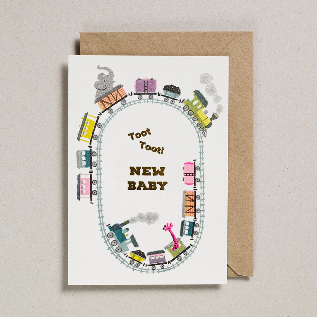Toot Toot Train New Baby Riso card