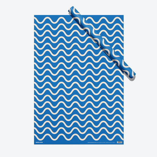 Blue and White wave Wrapping Paper sheet