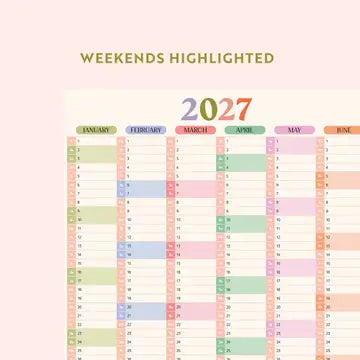 2027 Year Wall Planner - Pastel Portrait