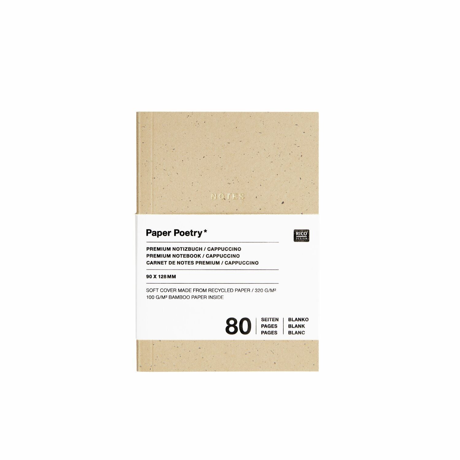 A cappuccino notebook with 'NOTES' text on the front from the Pencil Me In stationery shop. 