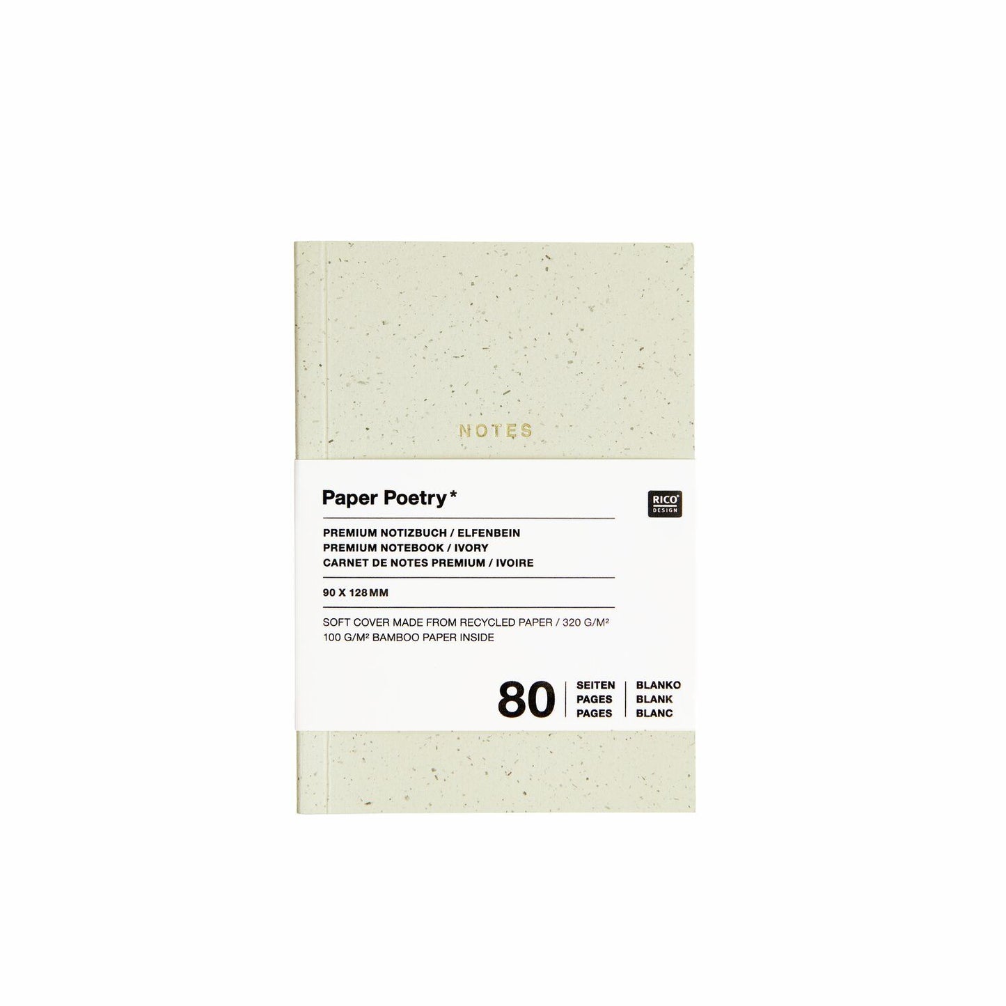 A ivory notebook with 'NOTES' text on the front from the Pencil Me In stationery shop. 