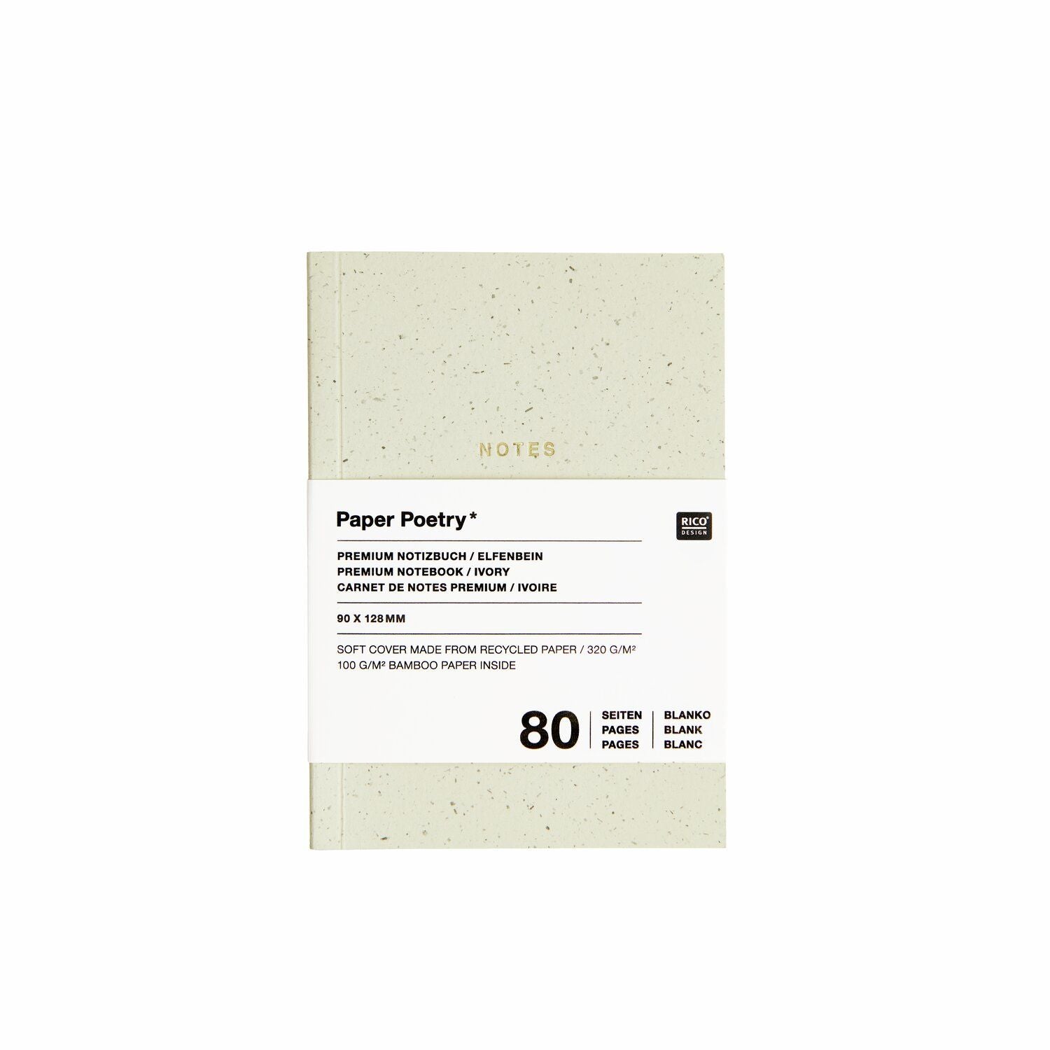 A ivory notebook with 'NOTES' text on the front from the Pencil Me In stationery shop. 