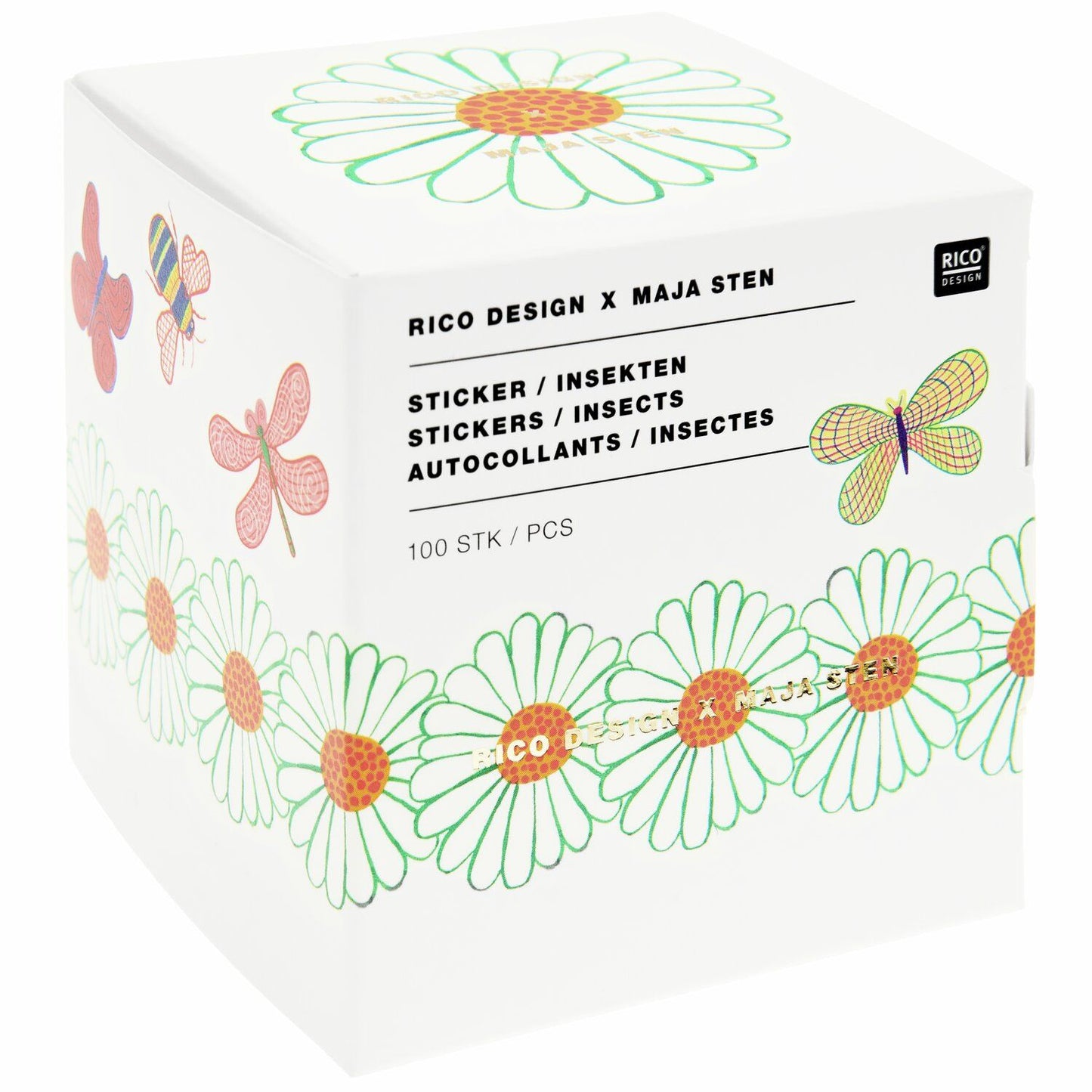 A box of Rico Design x Maja Sten stickers with insect designs from the Pencil Me In stationery shop. 