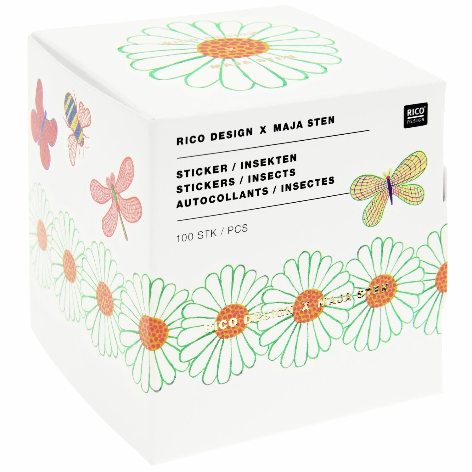 A box of Rico Design x Maja Sten stickers with insect designs from the Pencil Me In stationery shop. 
