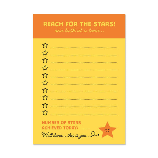 A Motivational notepad with star illustrations from the Pencil Me In stationery shop.