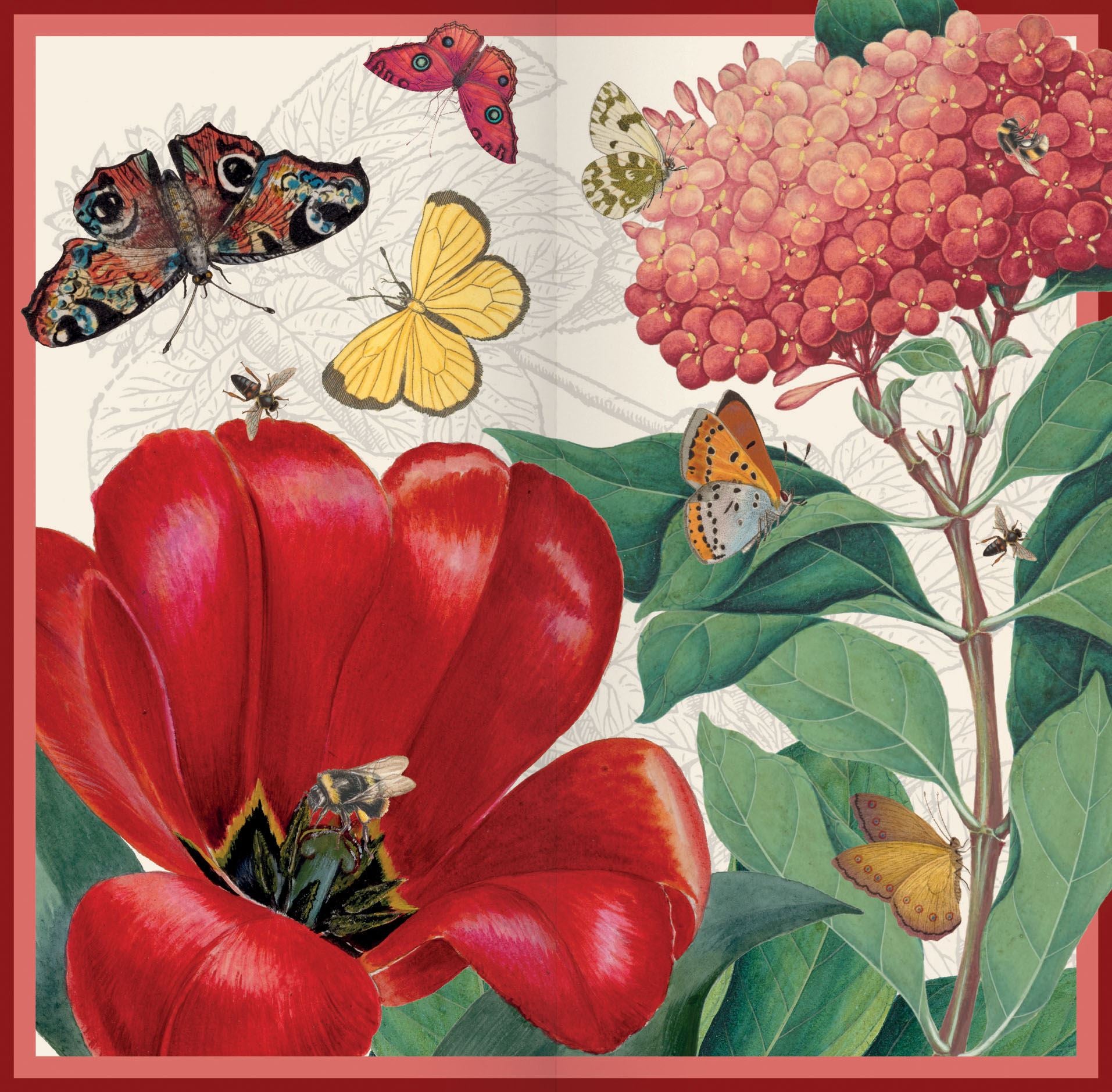An image of flowers and butterflies from the interior of a 2026 diary from the Pencil Me In stationery shop. 