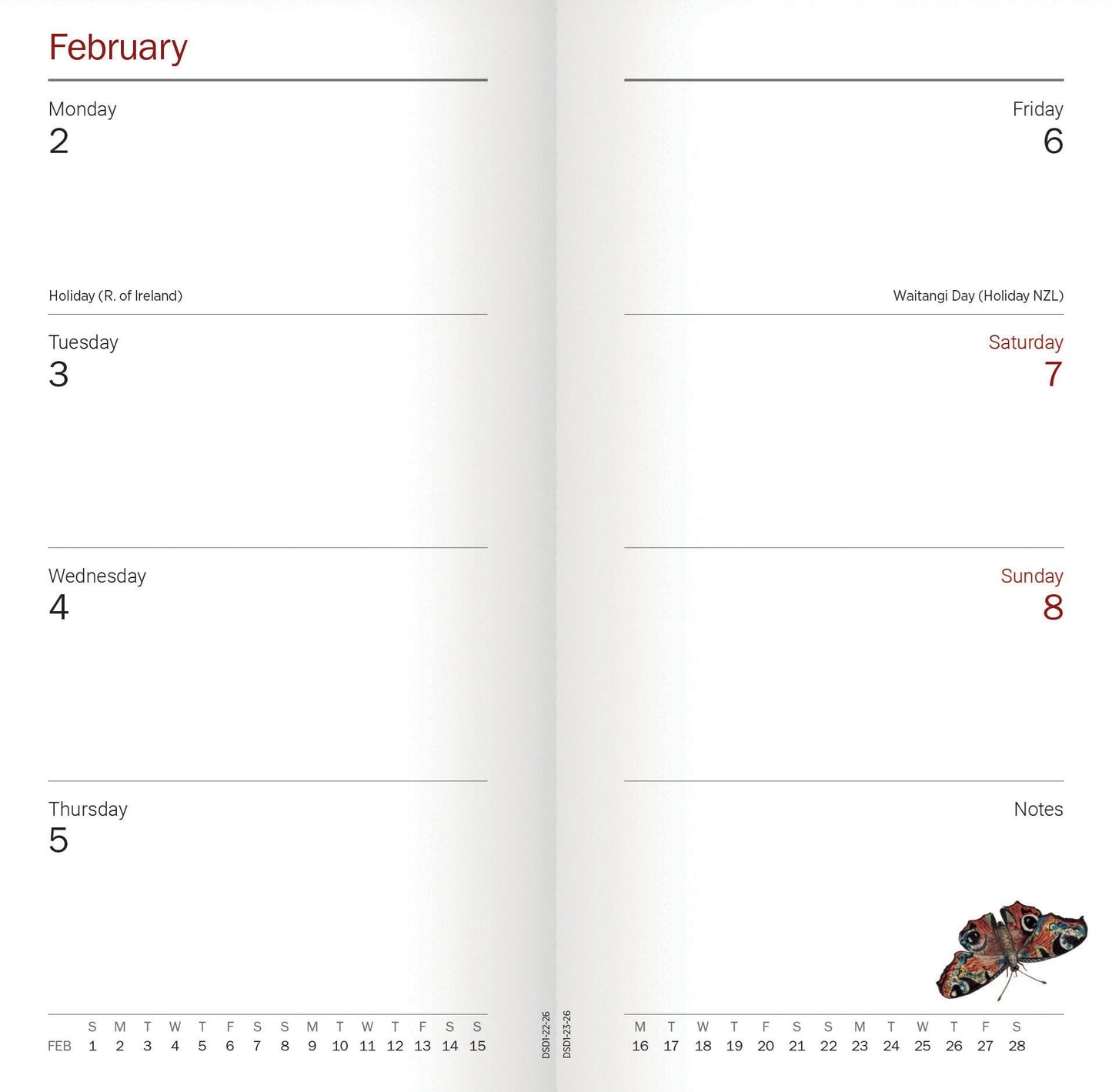 A week to view 2026 diary spread from the Pencil Me In stationery shop. 
