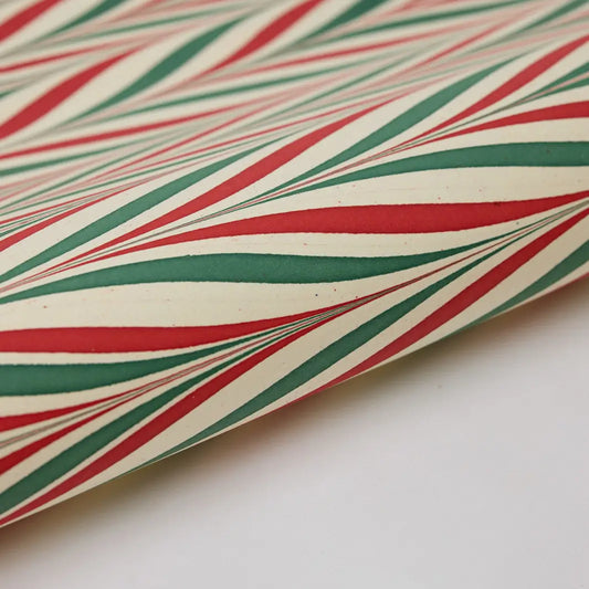 Hand Marbled Wrapping Paper Sheets - Candy Striped