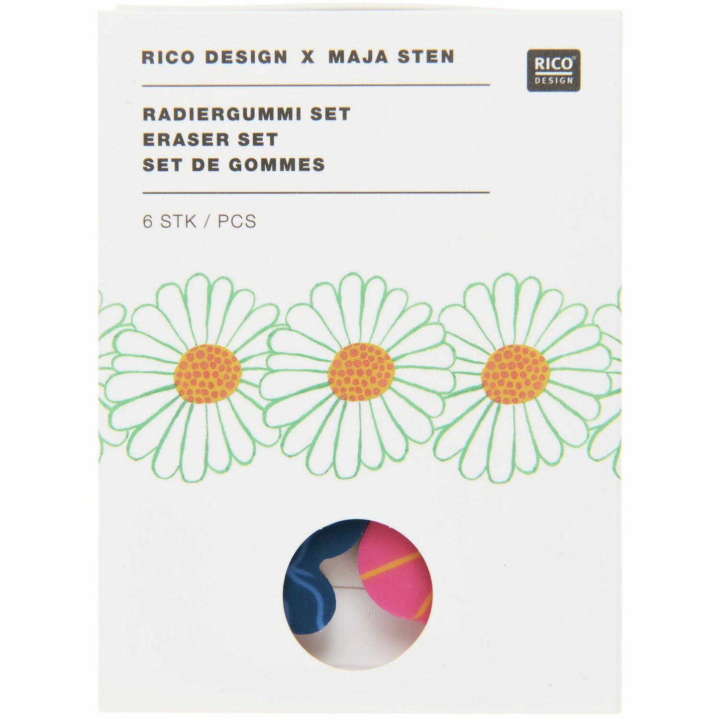 A Rico Design x Maja Sten eraser set with floral design from the Pencil Me In stationery shop.