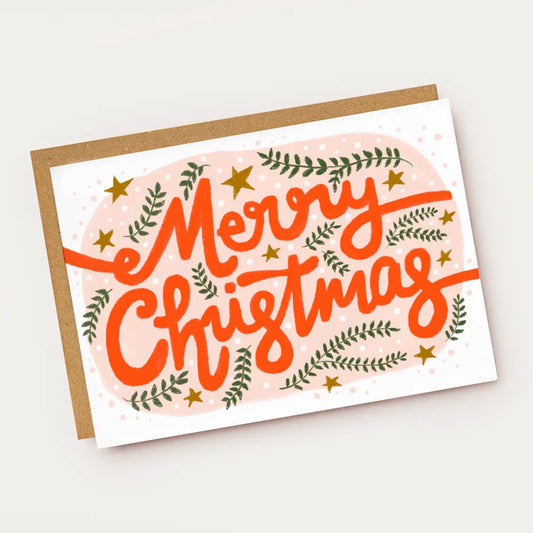 Merry Christmas Red & Pink Christmas Card